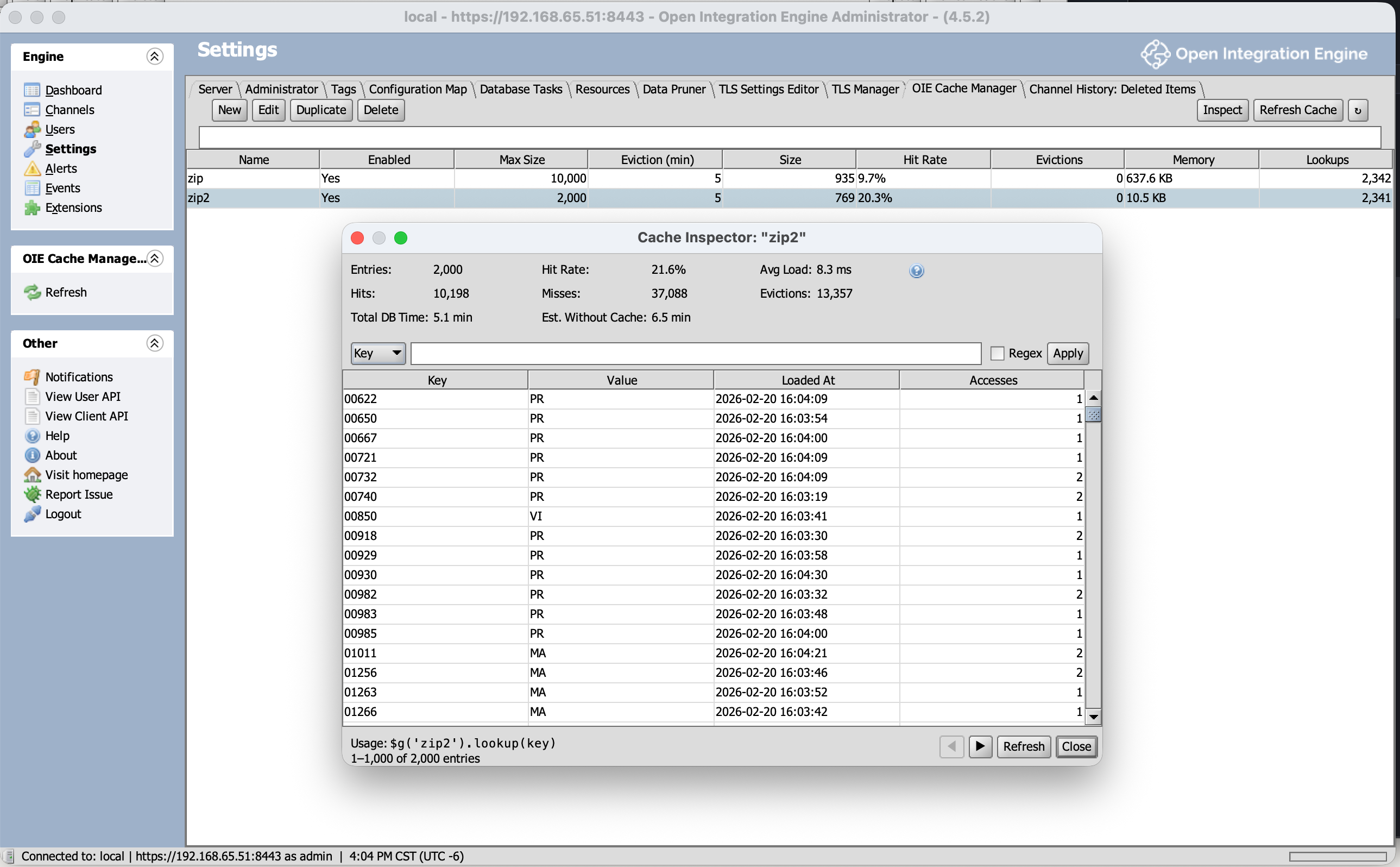 Cache Manager admin UI